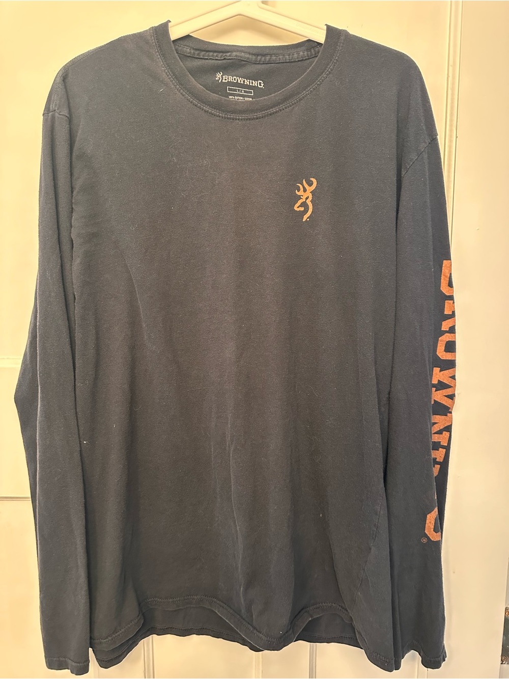 ⭐️ Browning Lg Black Long Sleeve Tee with Orange Logo